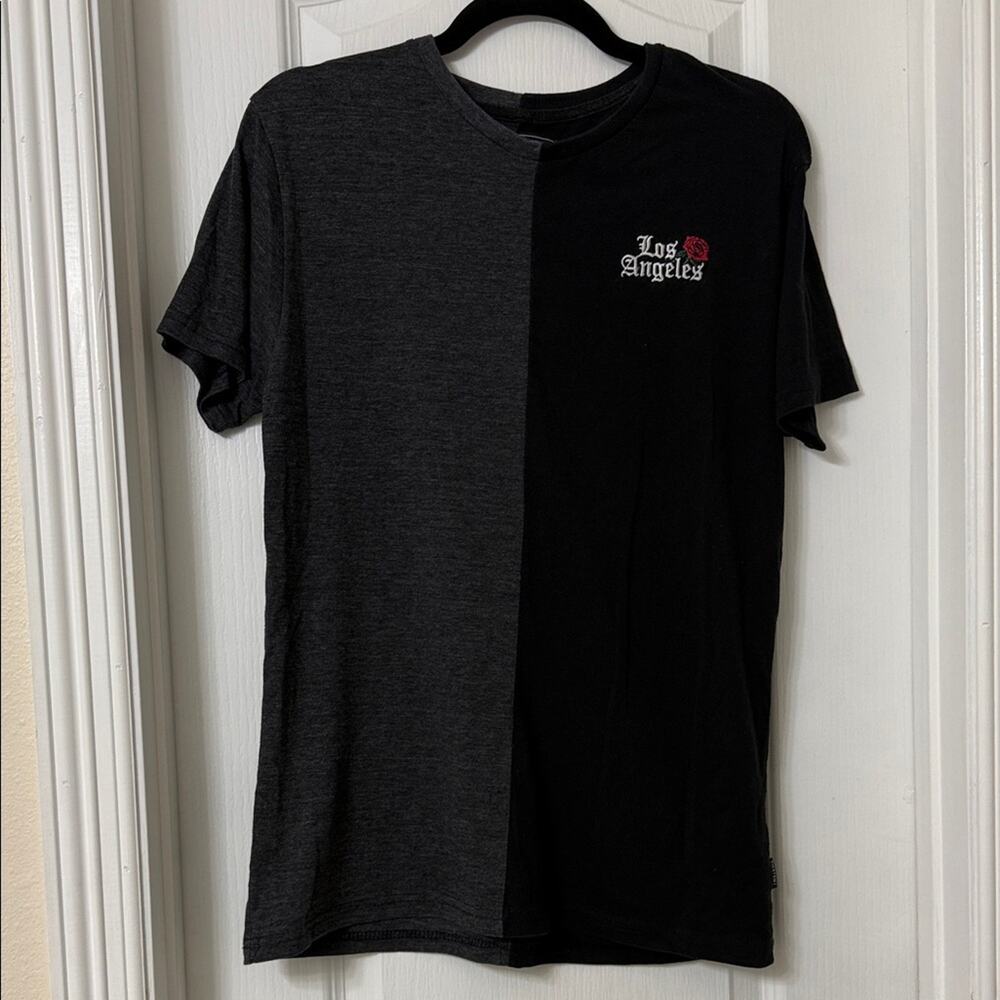 Dikotomy  Co Los Angeles Split Panel Crew Neck Tee Black Gray Size M